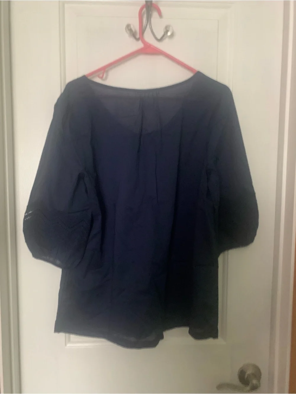 Old Navy Navy Scoop Neck Sheer Peasant Top